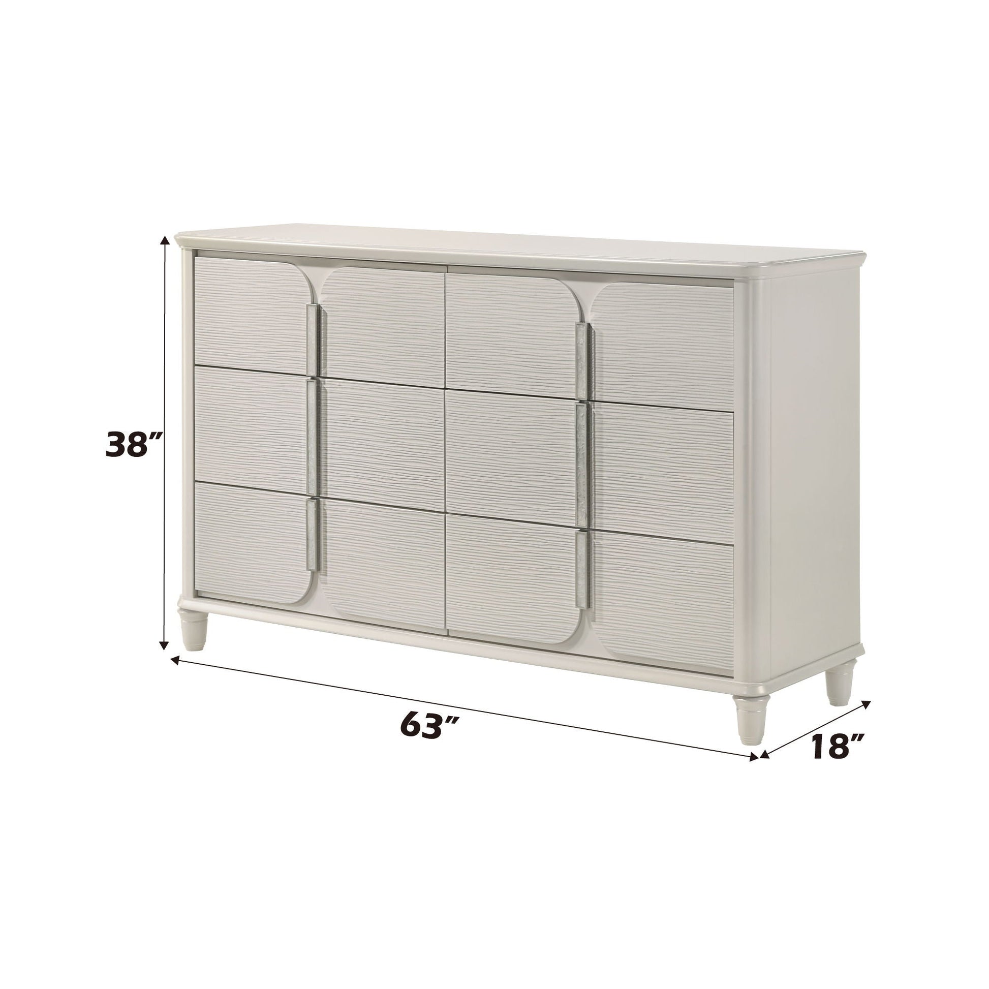 Laveda dresser white by HouseOfZazla, 63in W x 38in H x 18in D, textured front panels on Tampa Home & Garden Store
