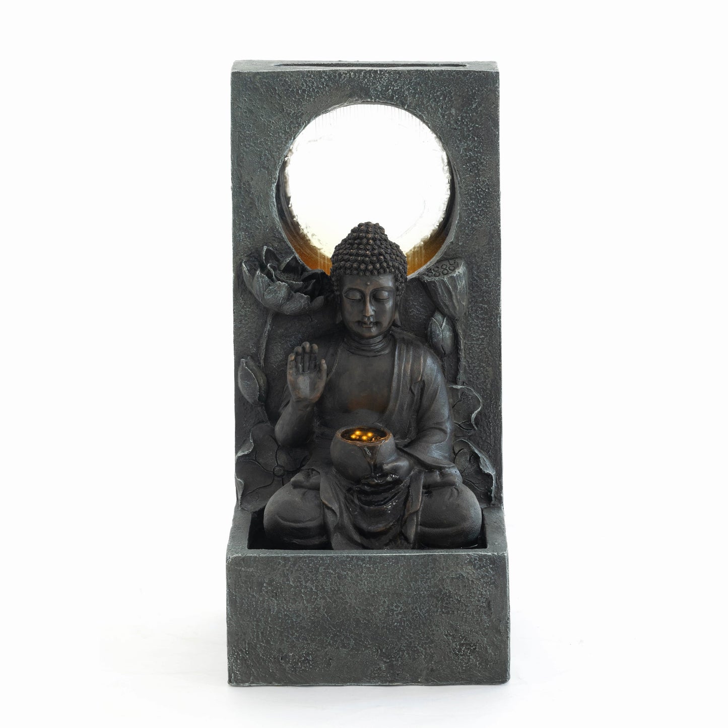 a Serene Outdoor Buddha Resin Waterfall Fountain