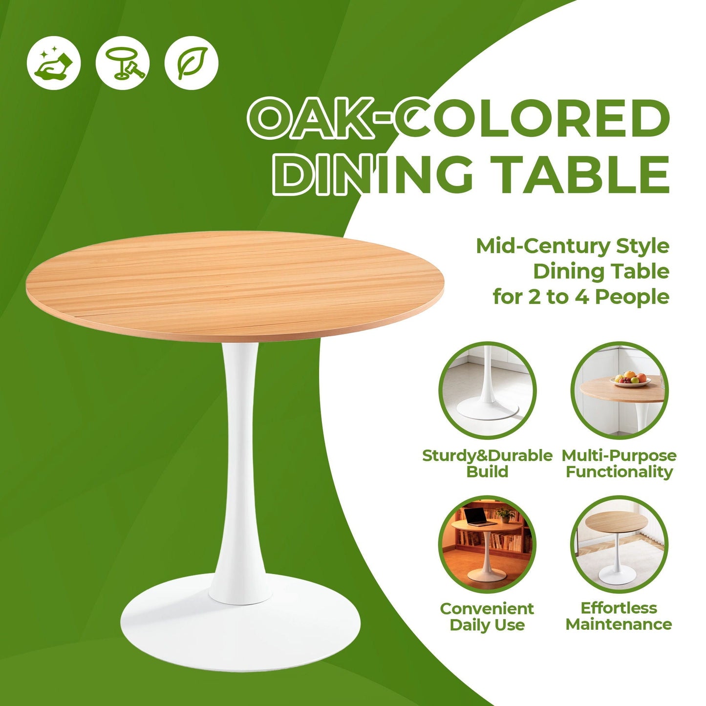 Mid-Century Tulip Dining Table with round wood top and white pedestal base HouseOfZazla on Tampa Home & Garden Store