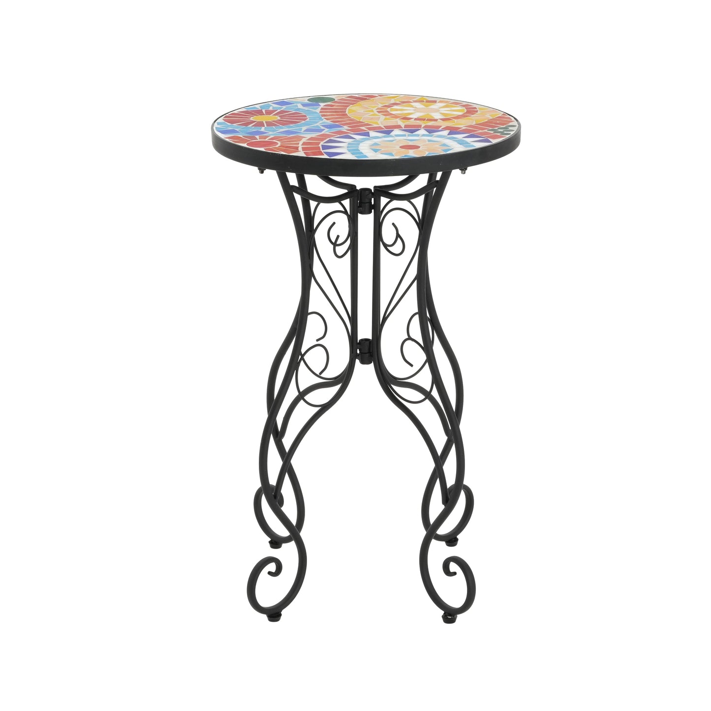 Colorful and Floral Ceramic Outdoor Side Table