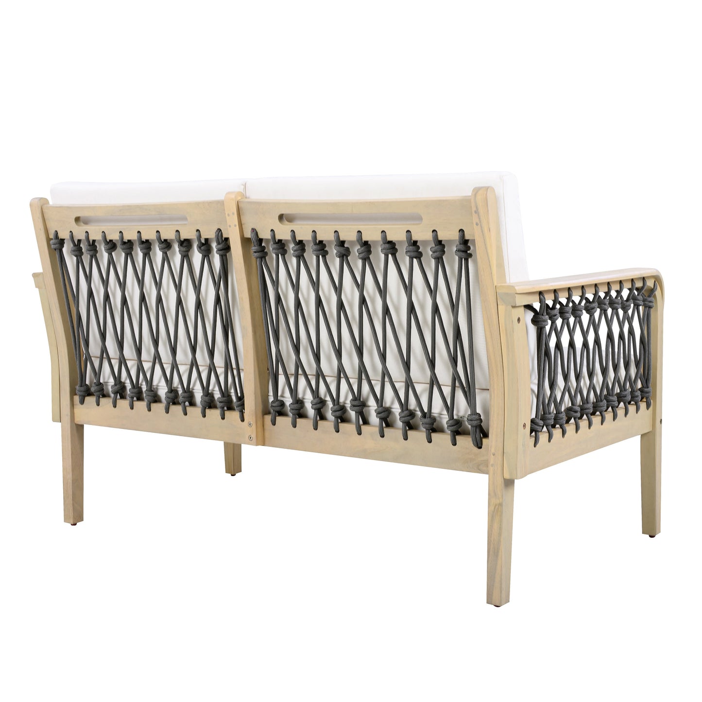 Outdoor Acacia Wood Loveseat and Coffee Table Set