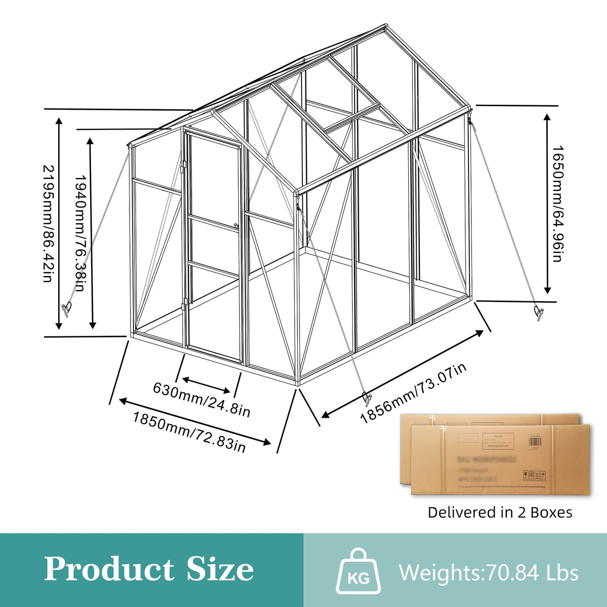 Windproof greenhouse with raised base, black frame, polycarbonate panels, by HouseOfZazla on Tampa Home & Garden Store