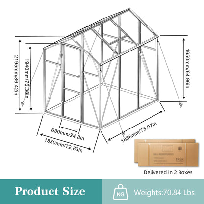 Windproof greenhouse with raised base, black frame, polycarbonate panels, by HouseOfZazla on Tampa Home & Garden Store