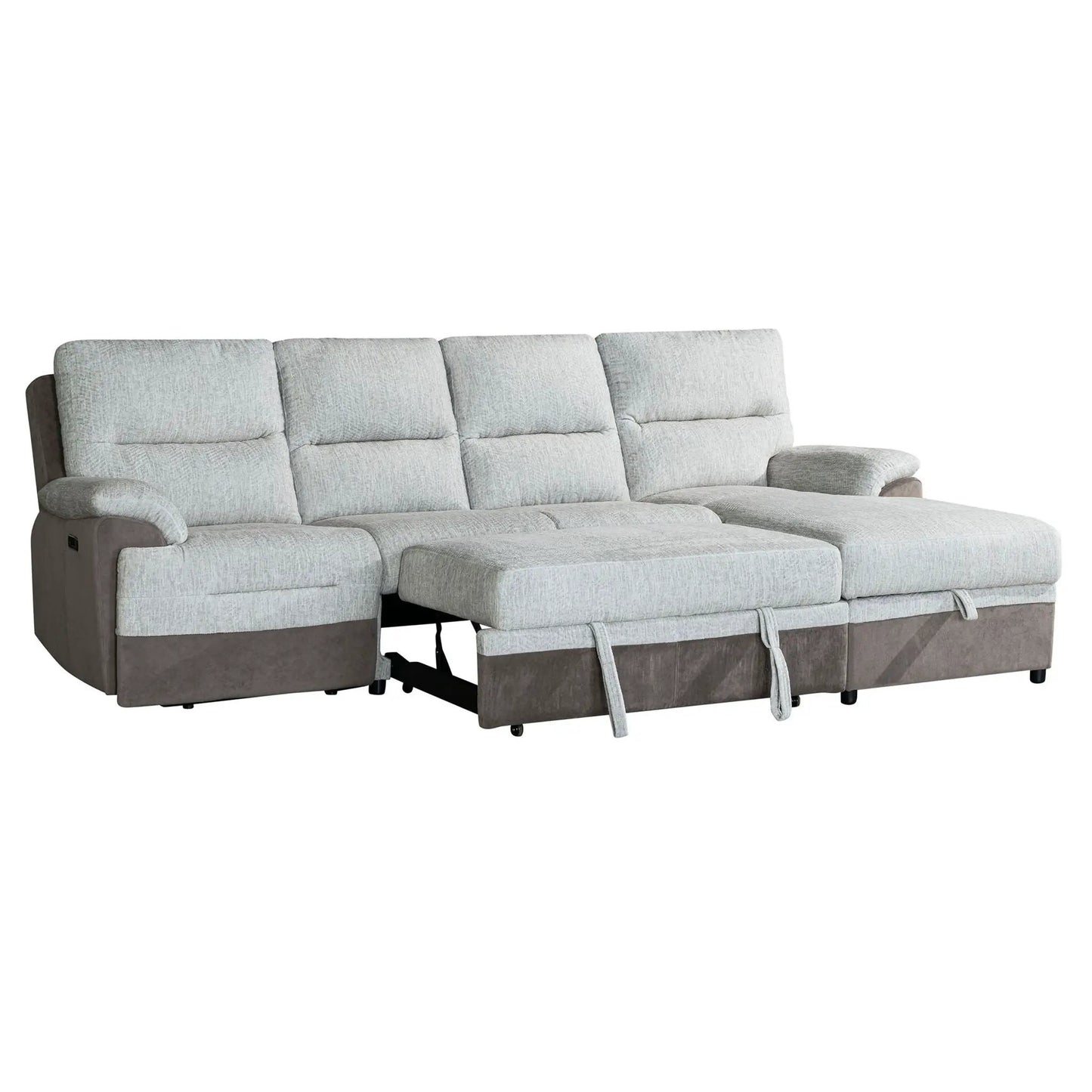 Kia Sectional with Power and USB in Beige Brown