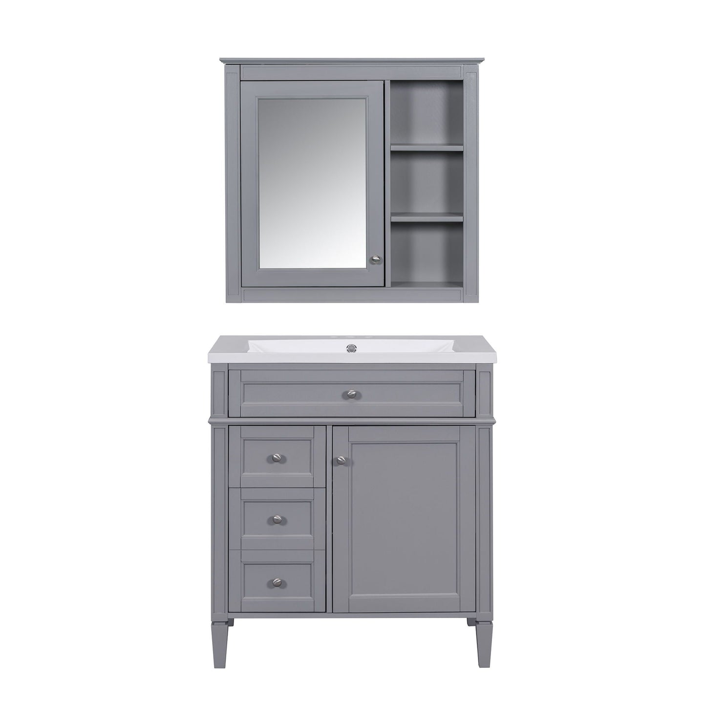 Bathroom vanity with medicine cabinet in gray by HouseOfZazla, mirrored door and shelves on Tampa Home & Garden Store