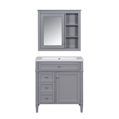Bathroom vanity with medicine cabinet in gray by HouseOfZazla, mirrored door and shelves on Tampa Home & Garden Store