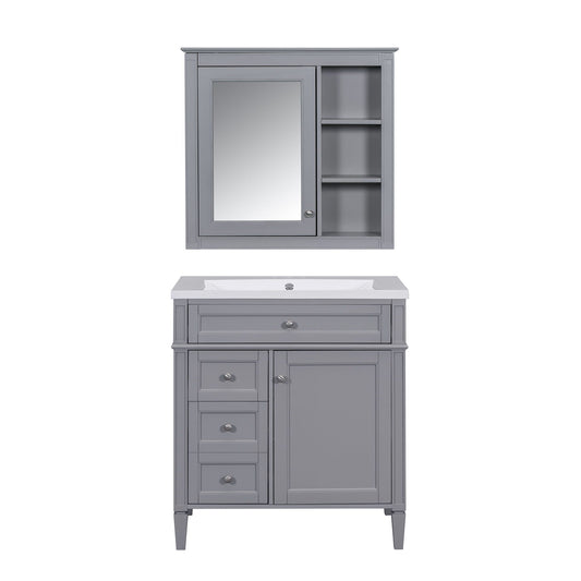 Bathroom vanity with medicine cabinet in gray by HouseOfZazla, mirrored door and shelves on Tampa Home & Garden Store