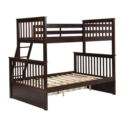 Bunk Bed With Ladder and Safety Guard Rails by HouseOfZazla in dark brown wood on Tampa Home & Garden Store