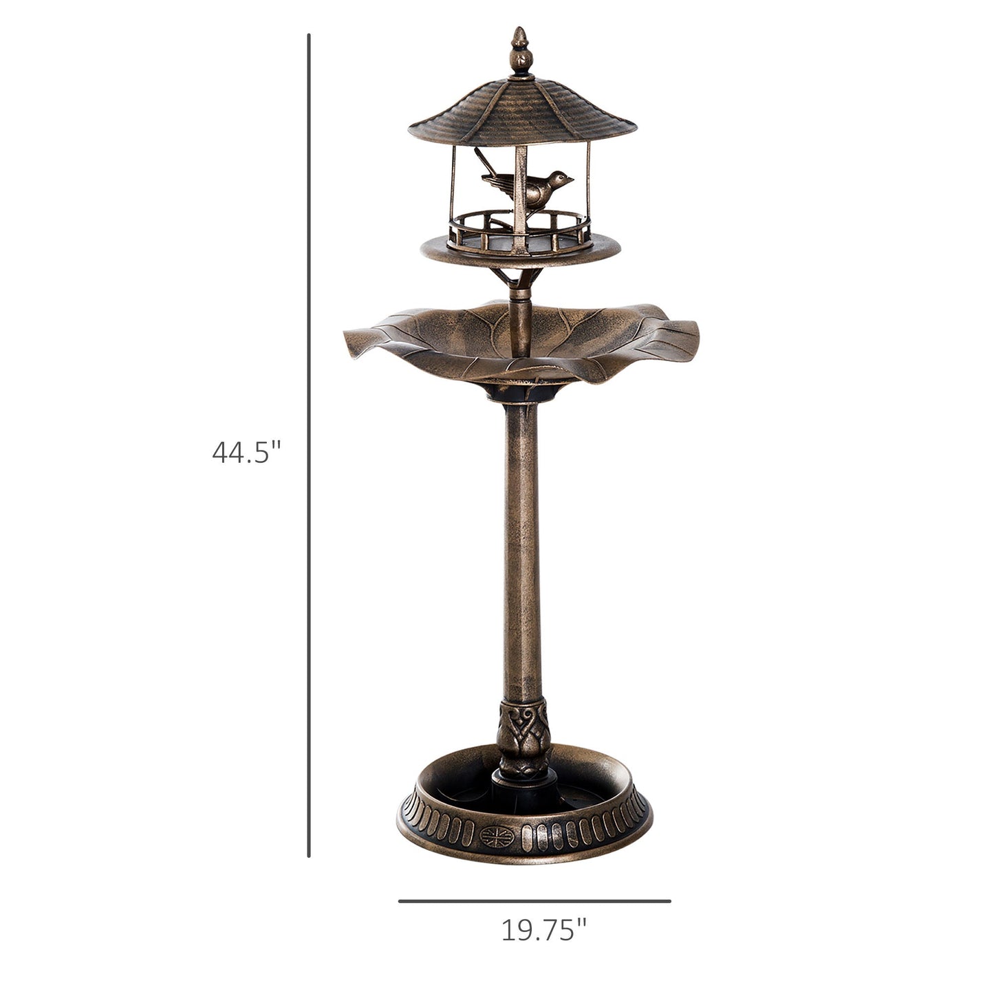 Outsunny 3-in-1 bird bath pedestal with feeder and planter in antique bronze finish on Tampa Home & Garden Store