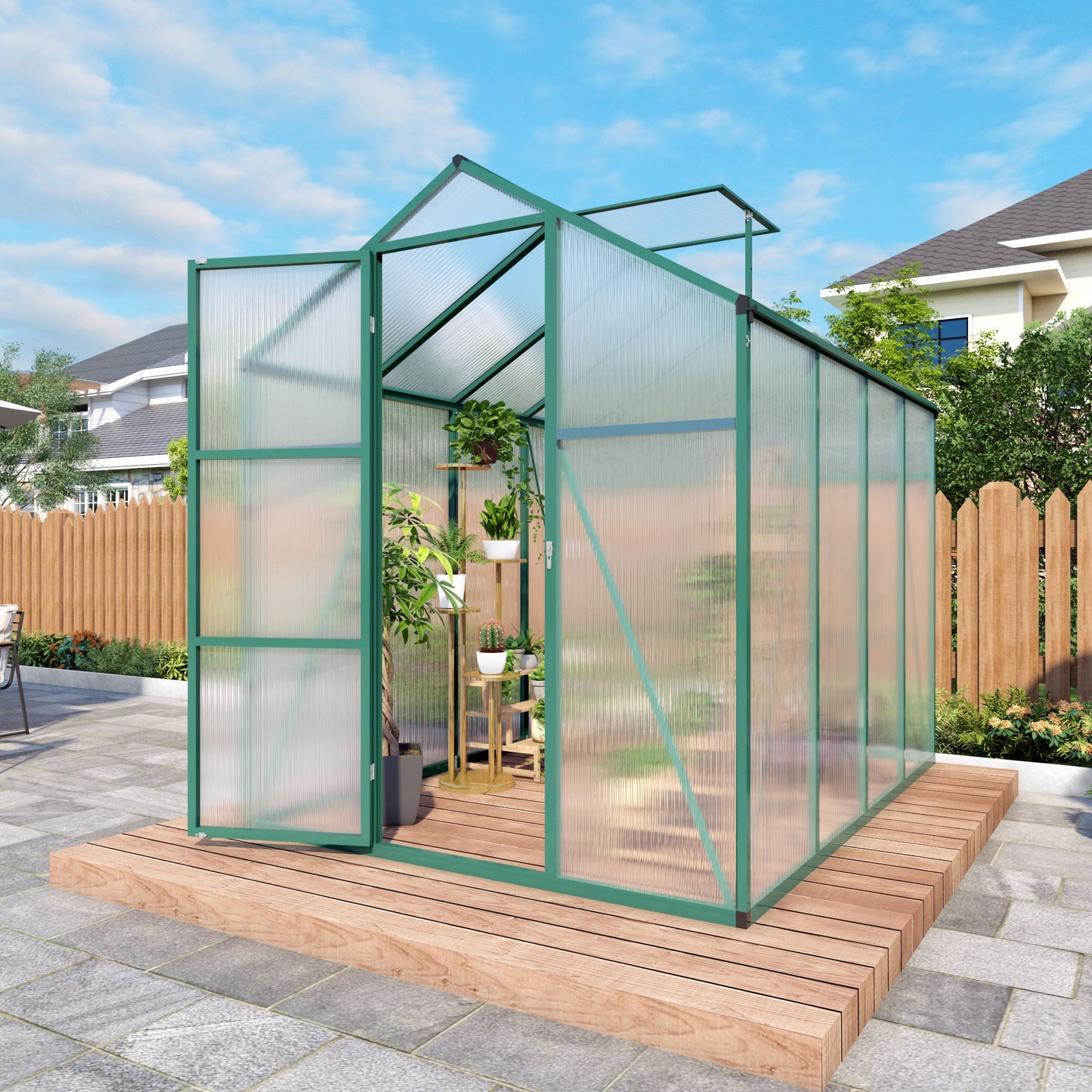 Strong Polycarbonate Walk In Greenhouse and Porch