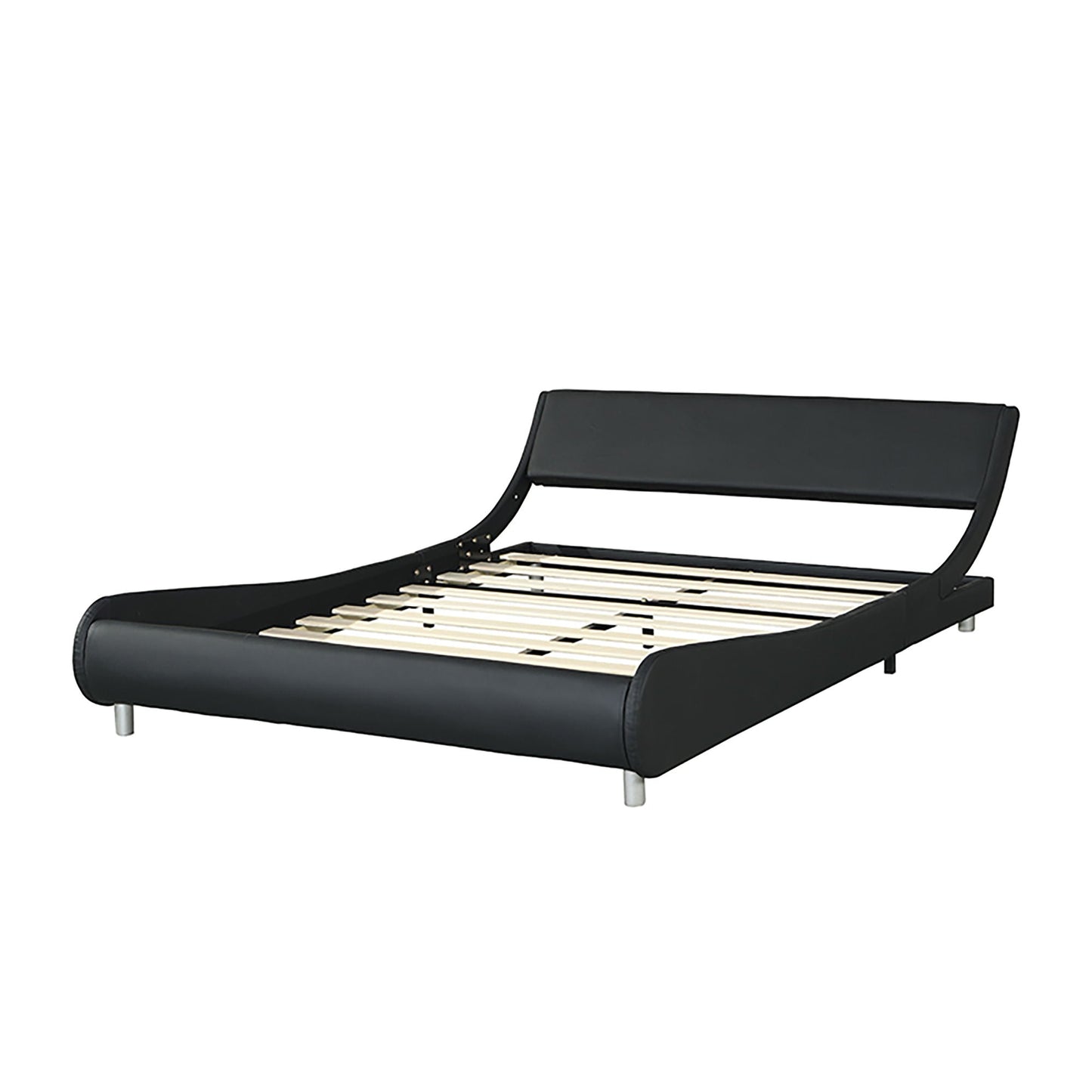 Queen Upholstered Led Bed Frame With Curve Black