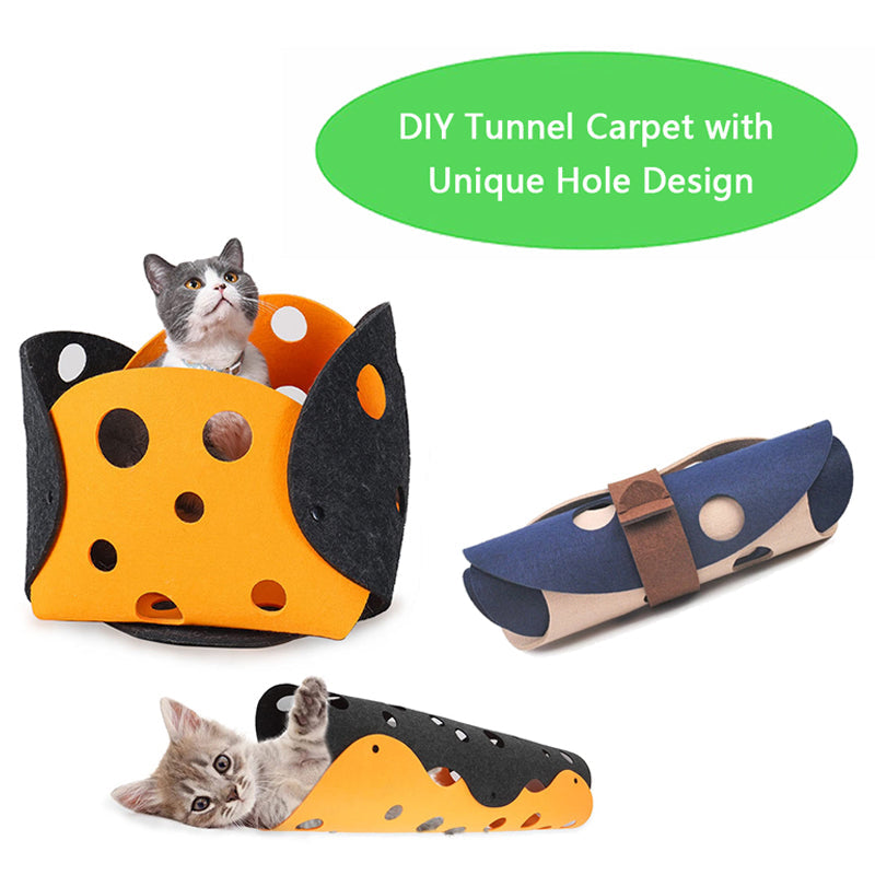 Cat tunnel toy set with orange cube tunnel, blue roll, yellow tunnel; felt by Sell My Stuff on Tampa Home & Garden Store
