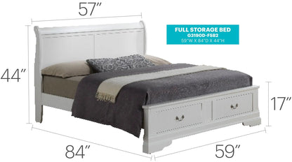 Upholstered Sleigh Bed with Dovetail Drawers