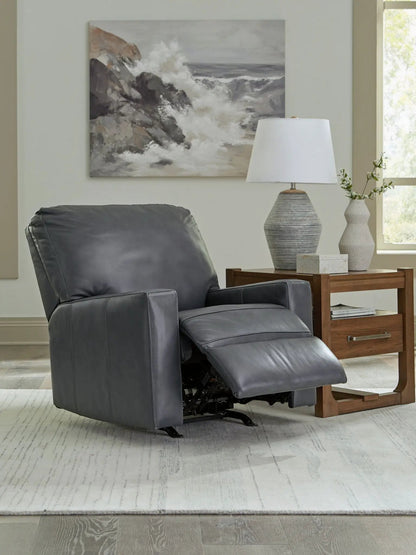 Bolsena Rocker Recliner, gray leather upholstery by Unique Piece Furniture on Tampa Home & Garden Store