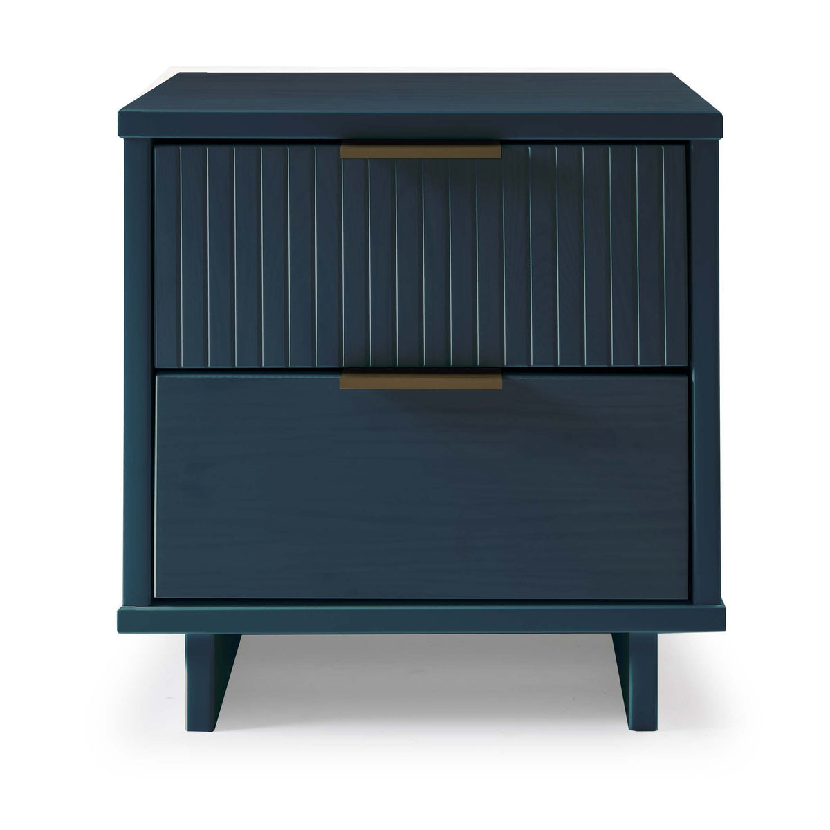 Granville nightstand with 2 drawers in dark navy solid wood with vertical slats on Tampa Home & Garden Store