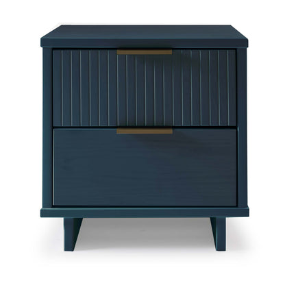 Granville nightstand with 2 drawers in dark navy solid wood with vertical slats on Tampa Home & Garden Store