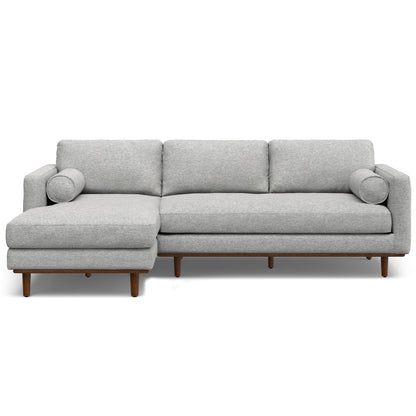 Morrison Upholstered Sectional Sofa gray fabric L-shaped with wooden legs by HouseOfZazla on Tampa Home & Garden Store