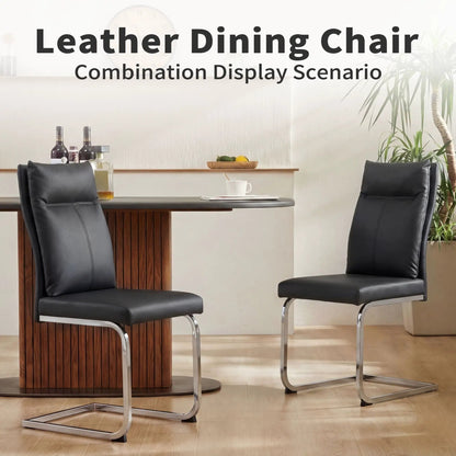 2-piece black leather dining chairs with soft cushion backrests by Unique Piece Furniture on Tampa Home & Garden Store