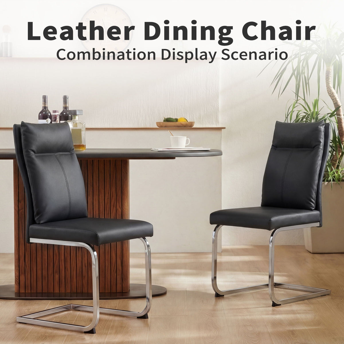 HouseOfZazla modern dining chair set black faux leather with cushioned back, 2 chairs on Tampa Home & Garden Store