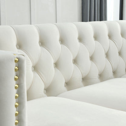 Modern Button Tufted Sofa With Nailhead Trim