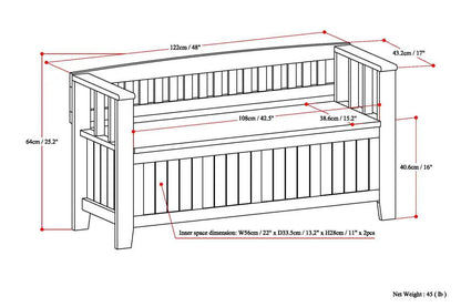 Acadian Entryway Storage Bench with Lift Lid