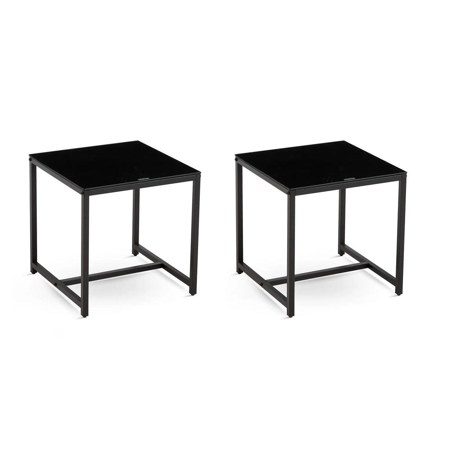 Coffee tables set of two with black metal frames and black tops by Unique Piece Furniture on Tampa Home & Garden Store
