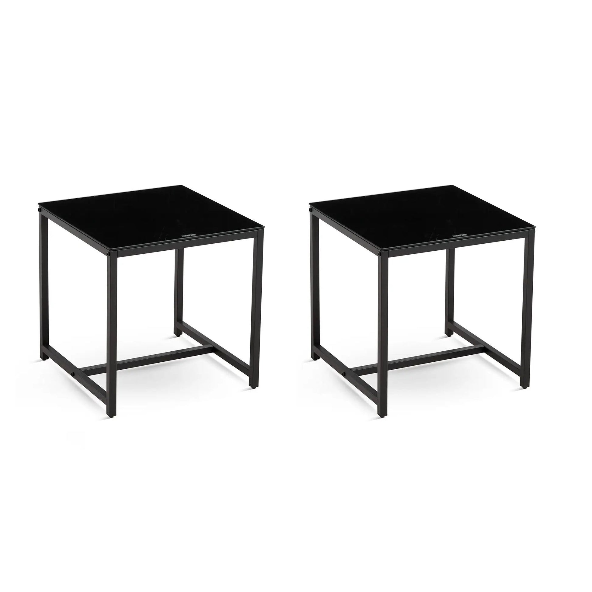 Coffee tables set of two with black metal frames and black tops by Unique Piece Furniture on Tampa Home & Garden Store