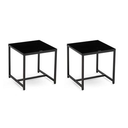 Coffee tables set of two with black metal frames and black tops by Unique Piece Furniture on Tampa Home & Garden Store