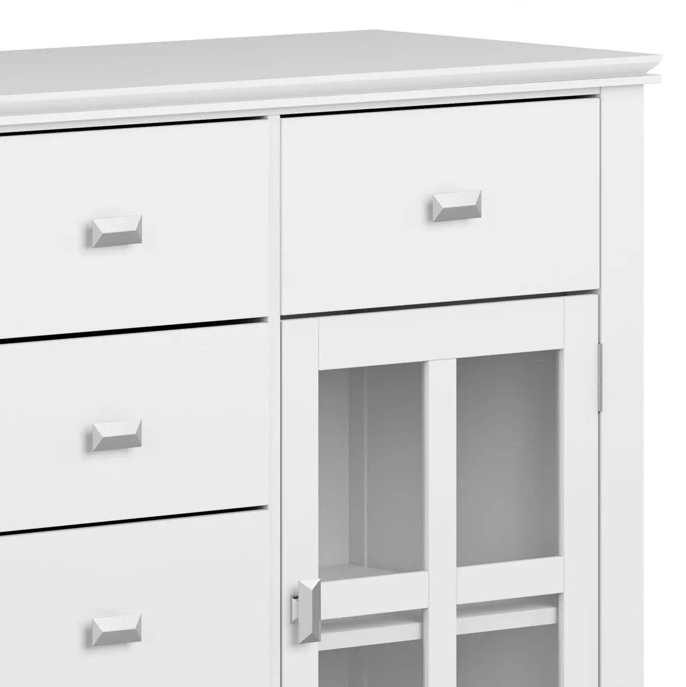 Artisan Handcrafted white sideboard buffet with drawers and glass-front cabinet on Tampa Home & Garden Store