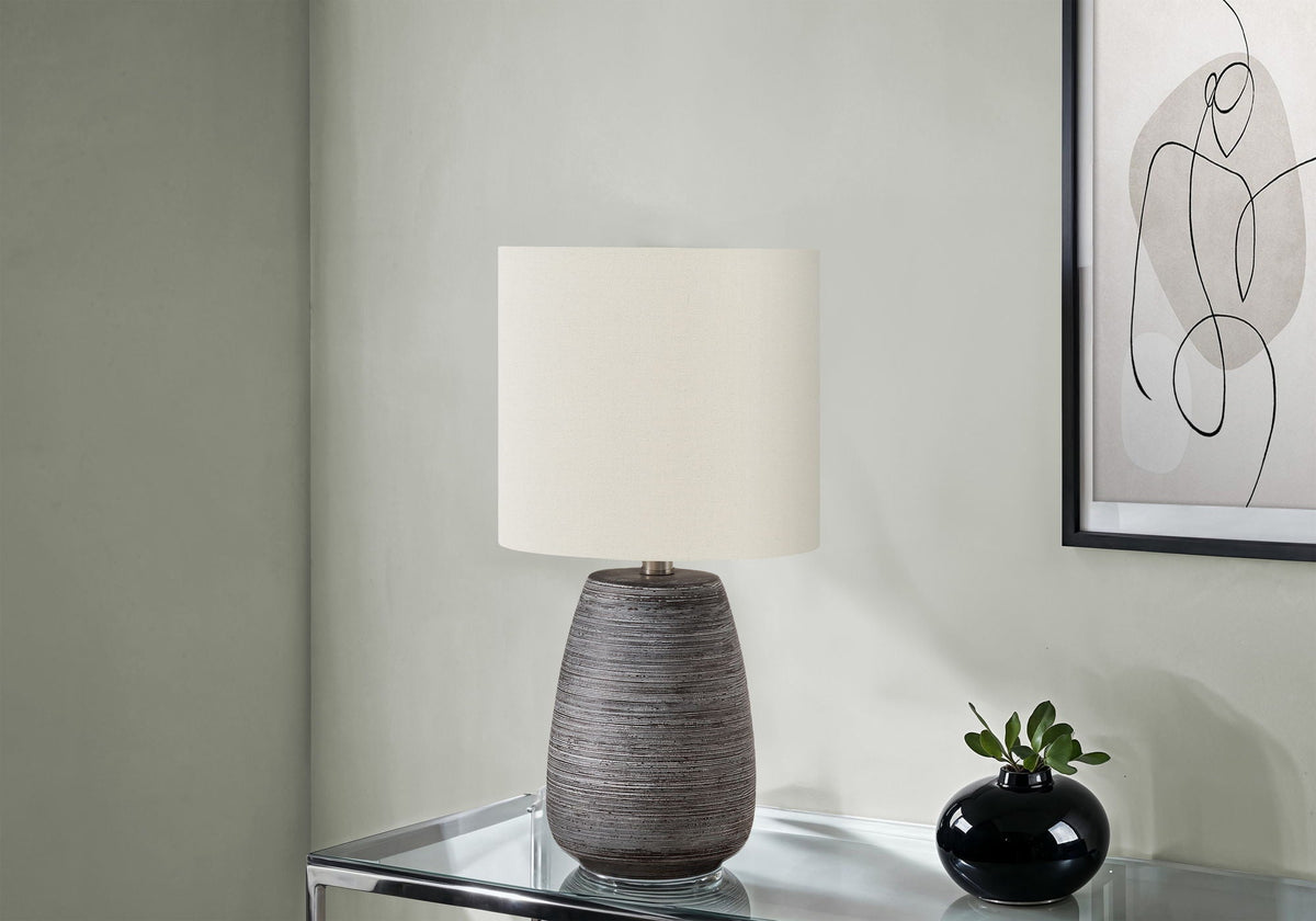 Contemporary ceramic table lamp gray and cream with beige shade by HouseOfZazla on Tampa Home & Garden Store