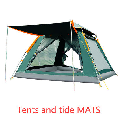 Fully automatic multi-person camping tent in teal-gray with orange guylines by My Store on Tampa Home & Garden Store