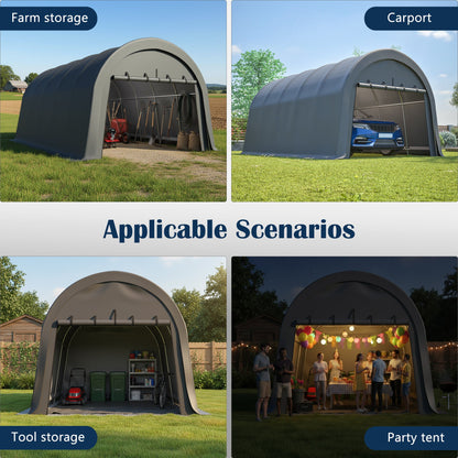 Heavy-Duty 12x20 ft Carport Canopy by HouseOfZazla gray shelter for carport and storage uses on Tampa Home & Garden Store