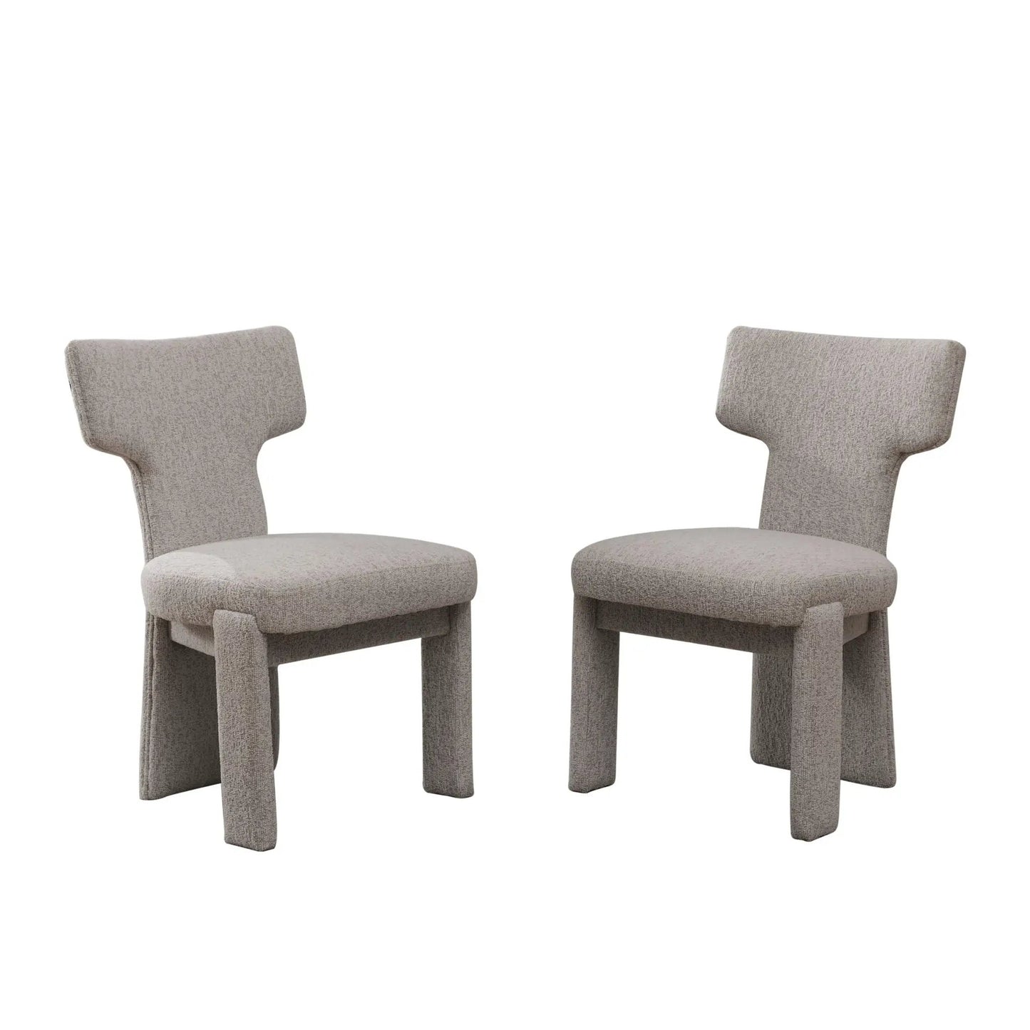 Armless curved-back accent chairs in gray textured fabric, a two-piece chair set on Tampa Home & Garden Store