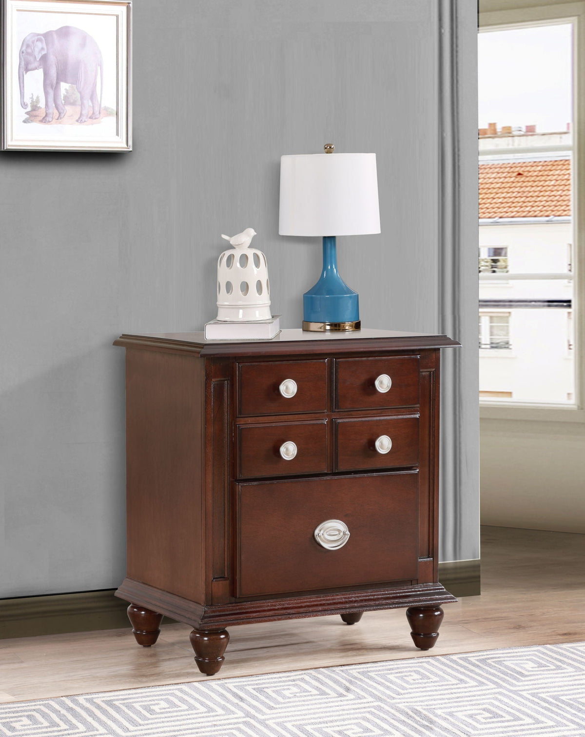 Cappuccino Accent Nightstand with Durable Drawers