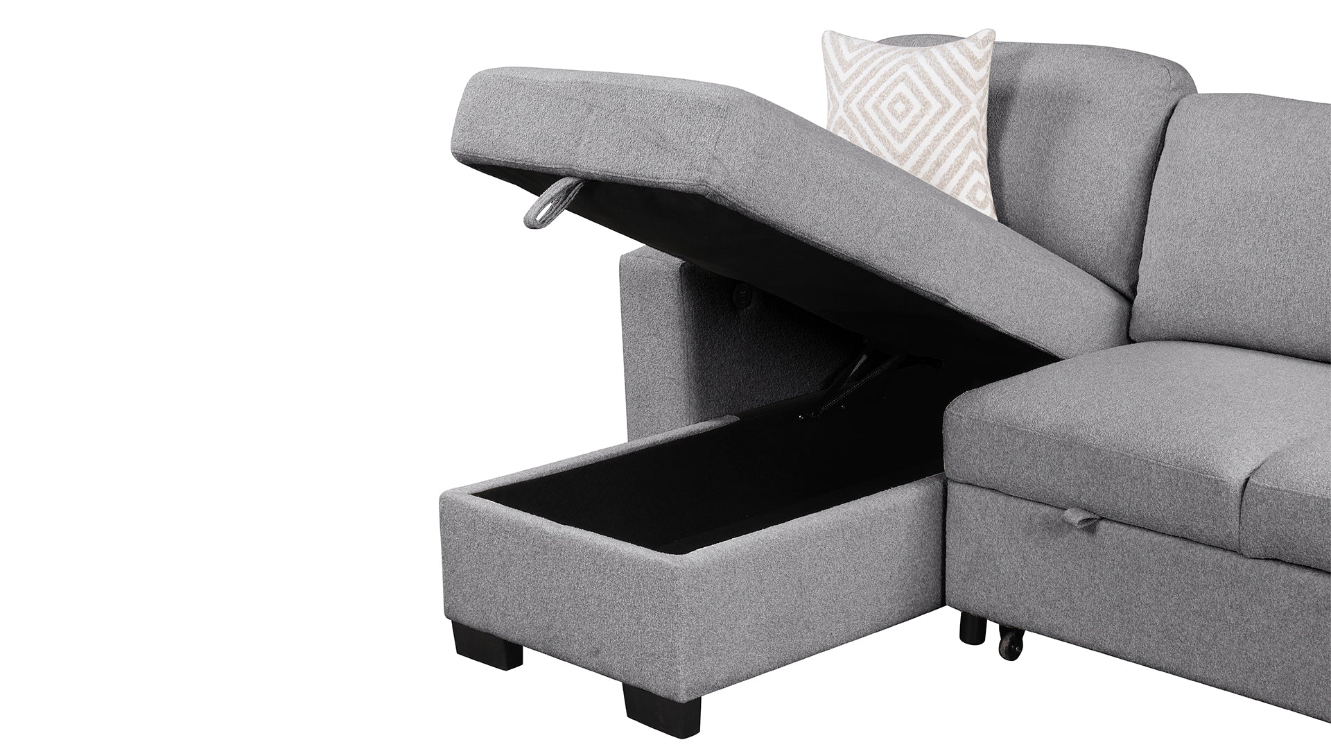 Pinto Modern Style Sectional Sofa gray fabric with lift-up storage ottoman on Tampa Home & Garden Store