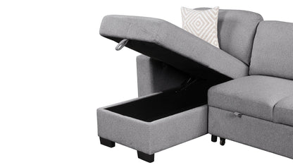 Pinto Modern Style Sectional Sofa gray fabric with lift-up storage ottoman on Tampa Home & Garden Store