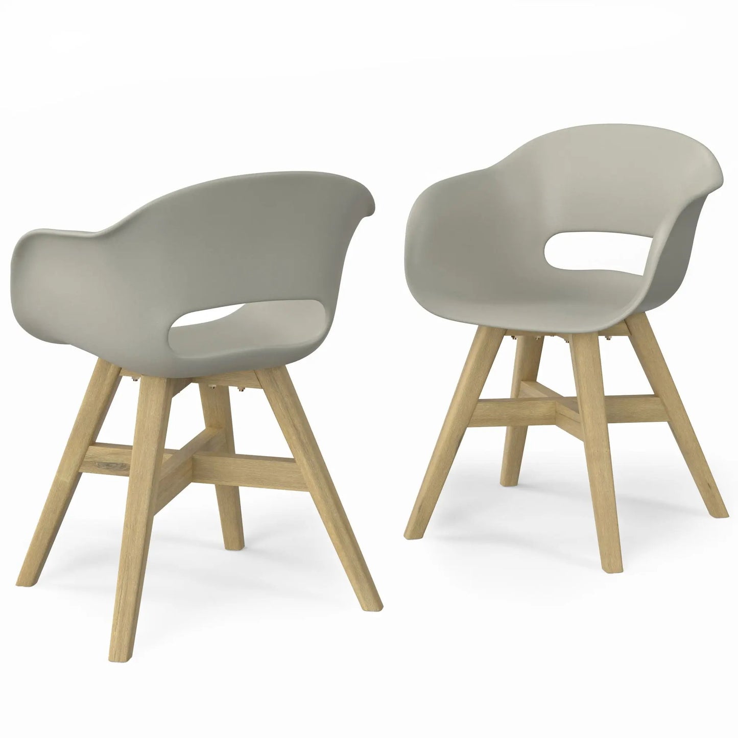 Kona outdoor dining chairs in plastic, gray with natural wood legs set of 2 on Tampa Home & Garden Store