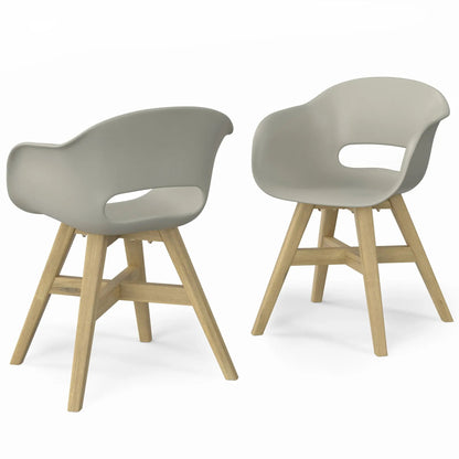 Kona outdoor dining chairs in plastic, gray with natural wood legs set of 2 on Tampa Home & Garden Store