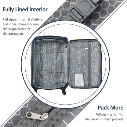 Softside Luggage Expandable 3-Piece Set dark blue with spinner wheels and fully lined interior on Tampa Home & Garden Store