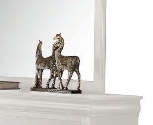 Louis Philippe bedroom mirror, white frame with two metallic camel figurines HouseOfZazla on Tampa Home & Garden Store