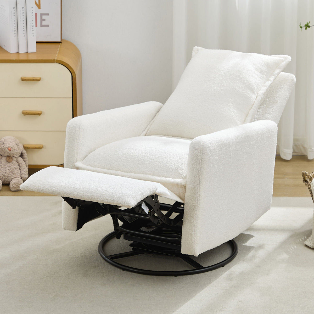 Cozy Swivel Glider Recliner Chair and Leg Rest