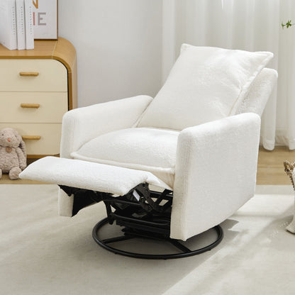 Cozy Swivel Glider Recliner Chair and Leg Rest