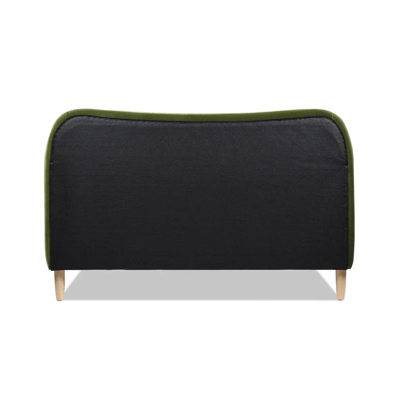 Roman curved headboard platform bed black fabric with green piping by Unique Piece Furniture on Tampa Home & Garden Store