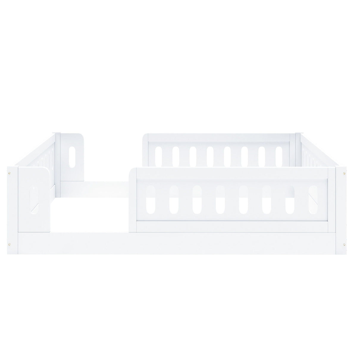 Platform Bed With Guardrail in white by HouseOfZazla with slatted panels on Tampa Home & Garden Store