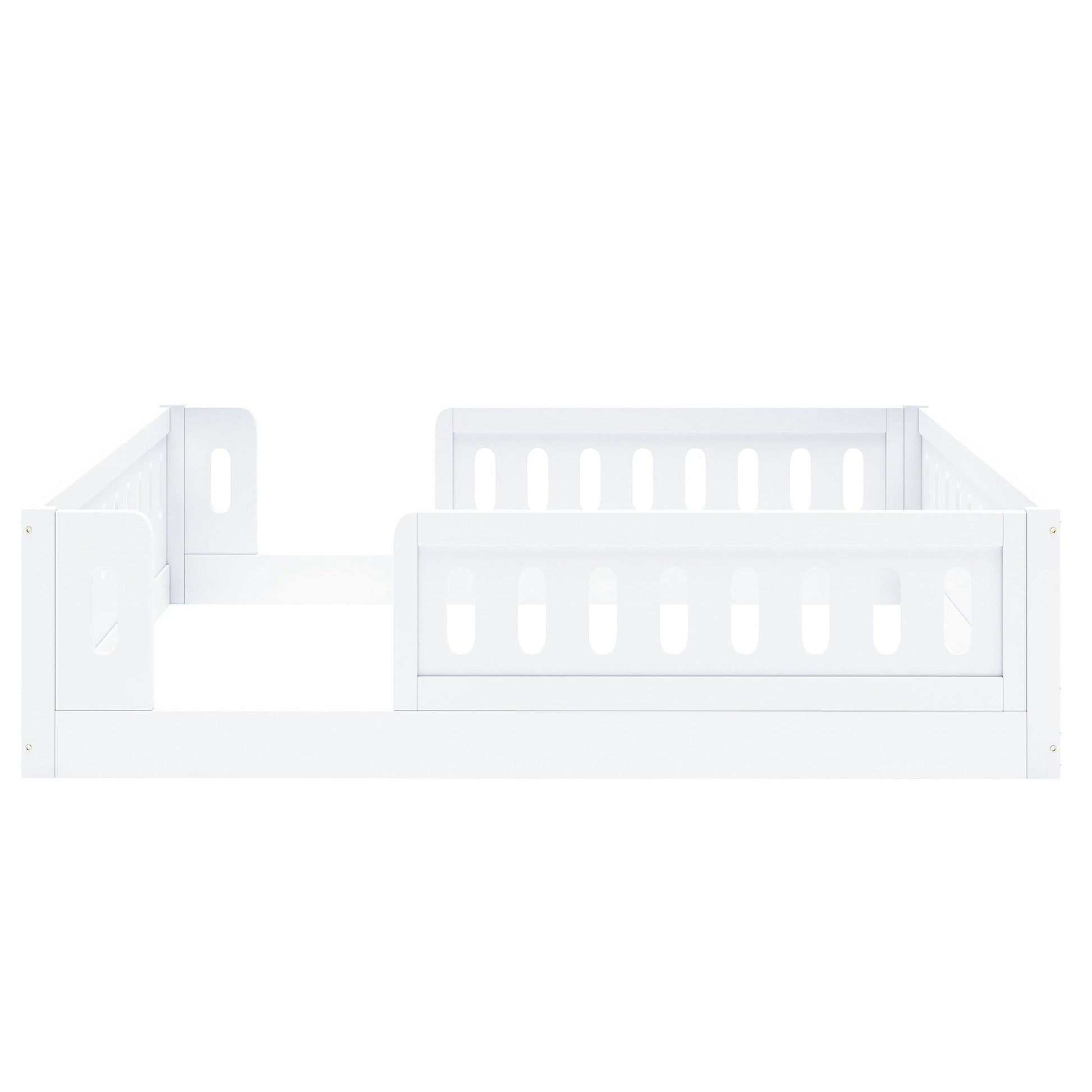 Platform Bed With Guardrail in white by HouseOfZazla with slatted panels on Tampa Home & Garden Store