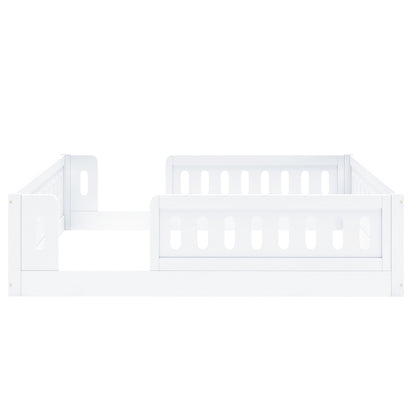 Platform Bed With Guardrail in white by HouseOfZazla with slatted panels on Tampa Home & Garden Store