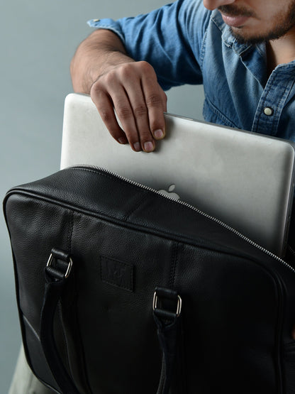 Texas Black Leather Briefcase - Tampa Home & Garden Store
