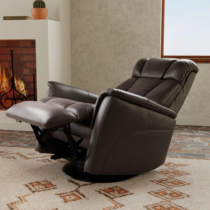 Bentley swivel recliner brown leather with manual headrest footrest Unique Piece Furniture on Tampa Home & Garden Store