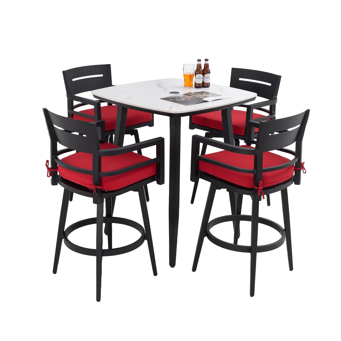 Outdoor Patio Bar Set And Sintered Stone Table