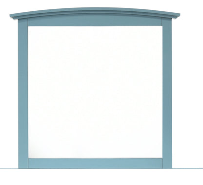 Wall mirror with blue wood veneer frame and curved crown molding HouseOfZazla on Tampa Home & Garden Store